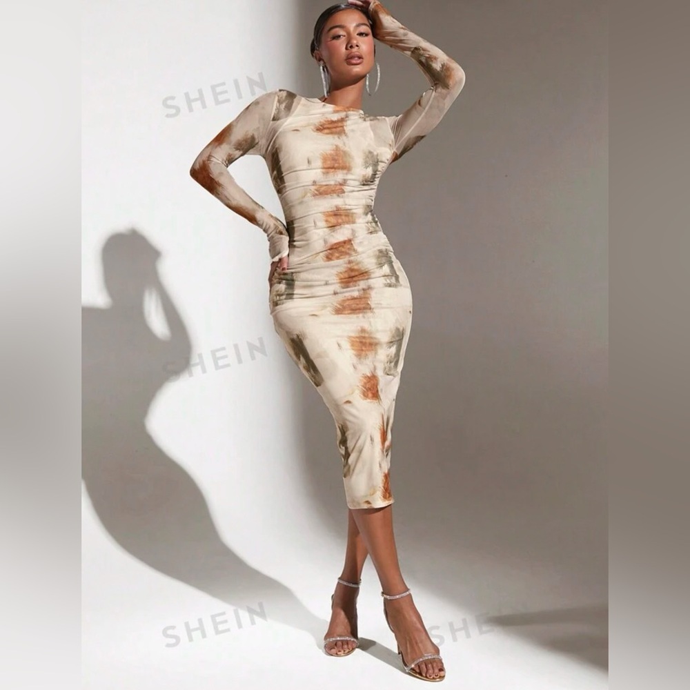 2 SHEIN Tie Dye Ruched Dress